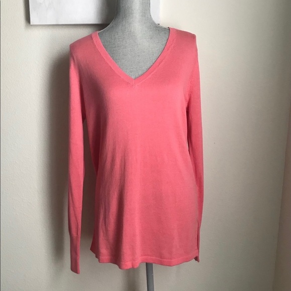 EUC Halogen Coral Tea Rose V-Neck Sweater, Small - Picture 4 of 7